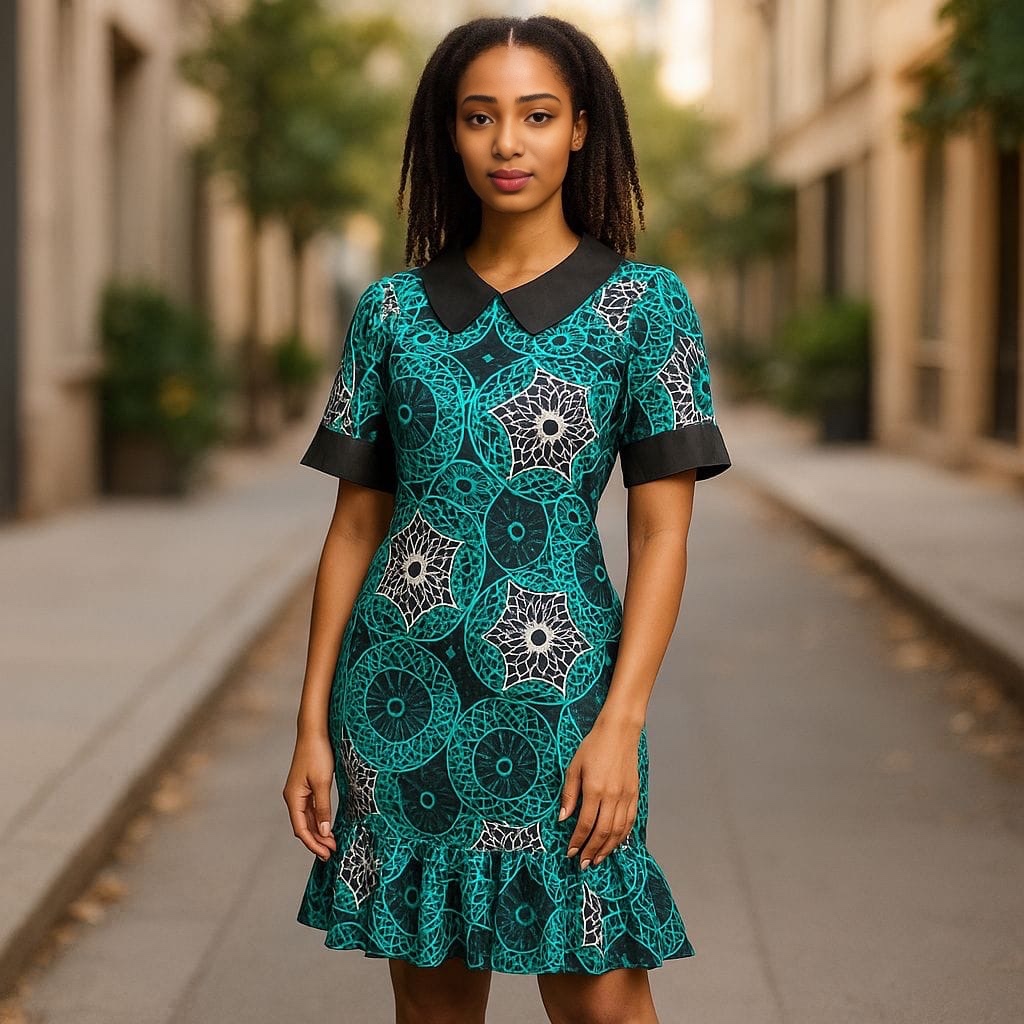 Aqua Patterned Dress
