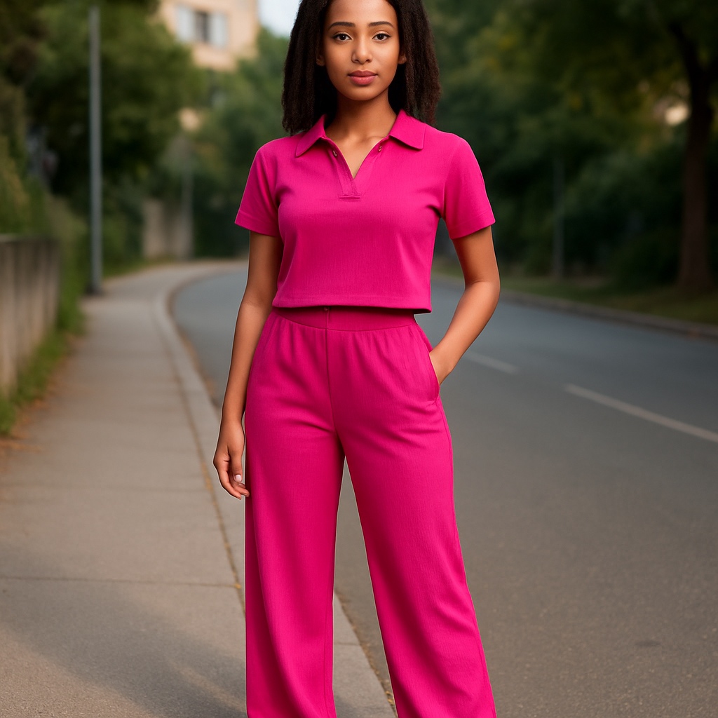 Pink Crop Top & Pant Set