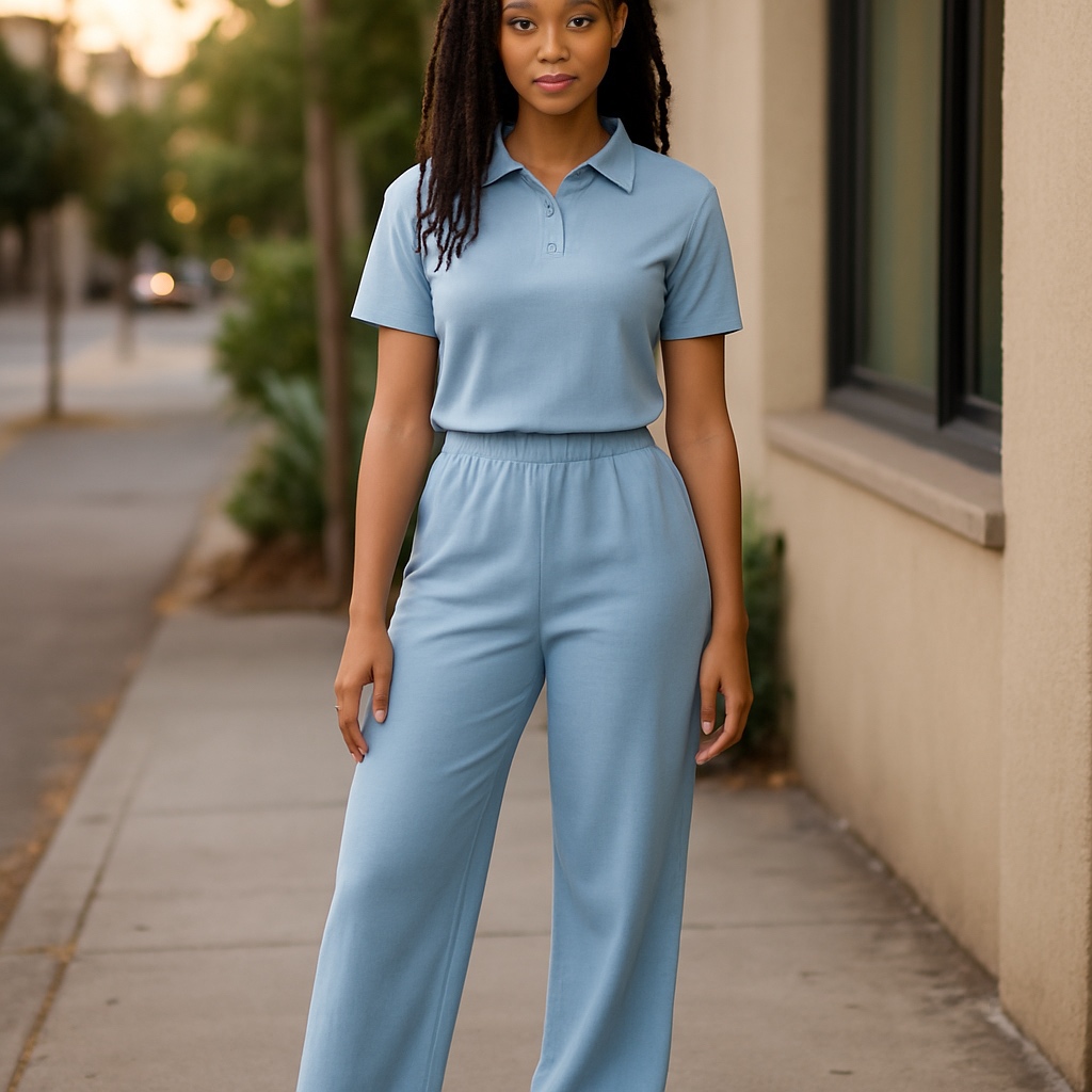 Light Blue Crop Top & Pant Set