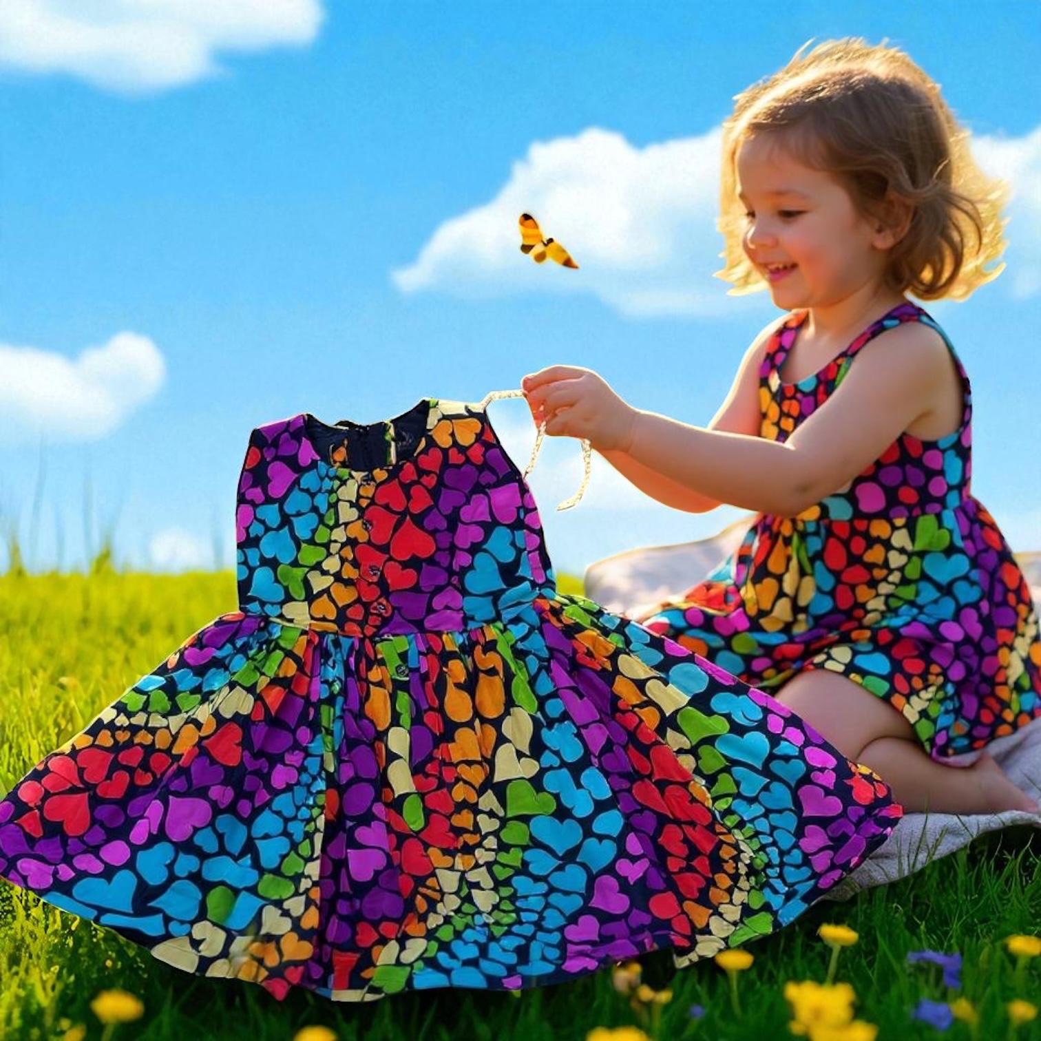 Colorful Heart Patterned Dress