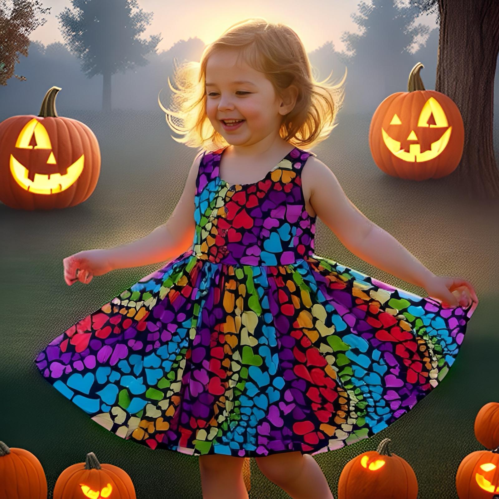 Colorful Heart Patterned Dress