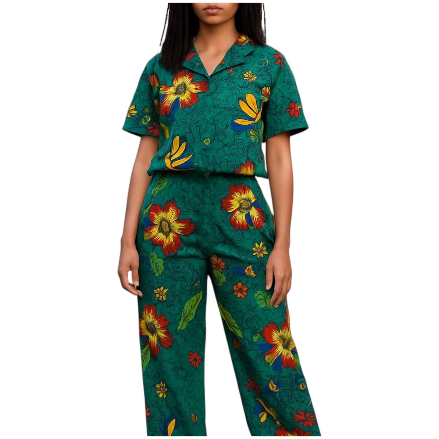 Green Floral Two-Piece Set