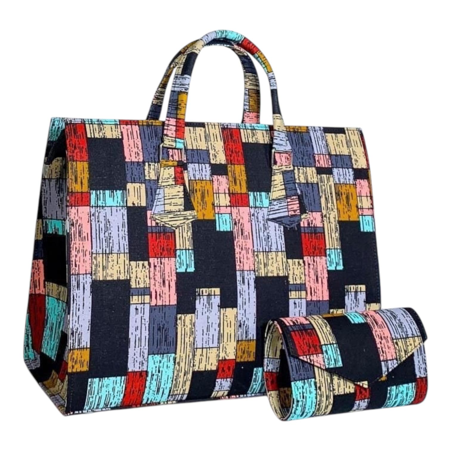 Multi-Colored Diva Ankara Bag + Clutch Purse
