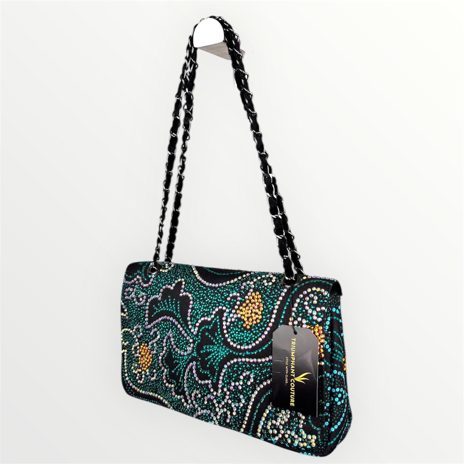 Elegant Green Embellished Handbag