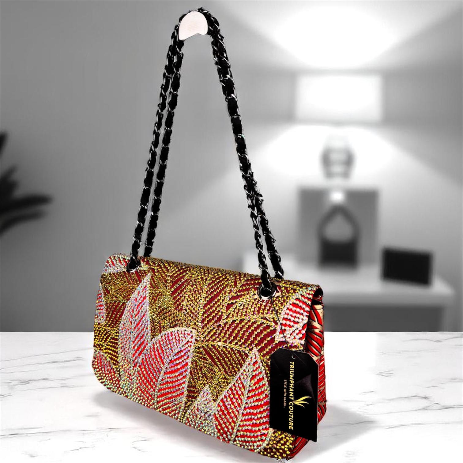 Elegant Orange Embellished Handbag