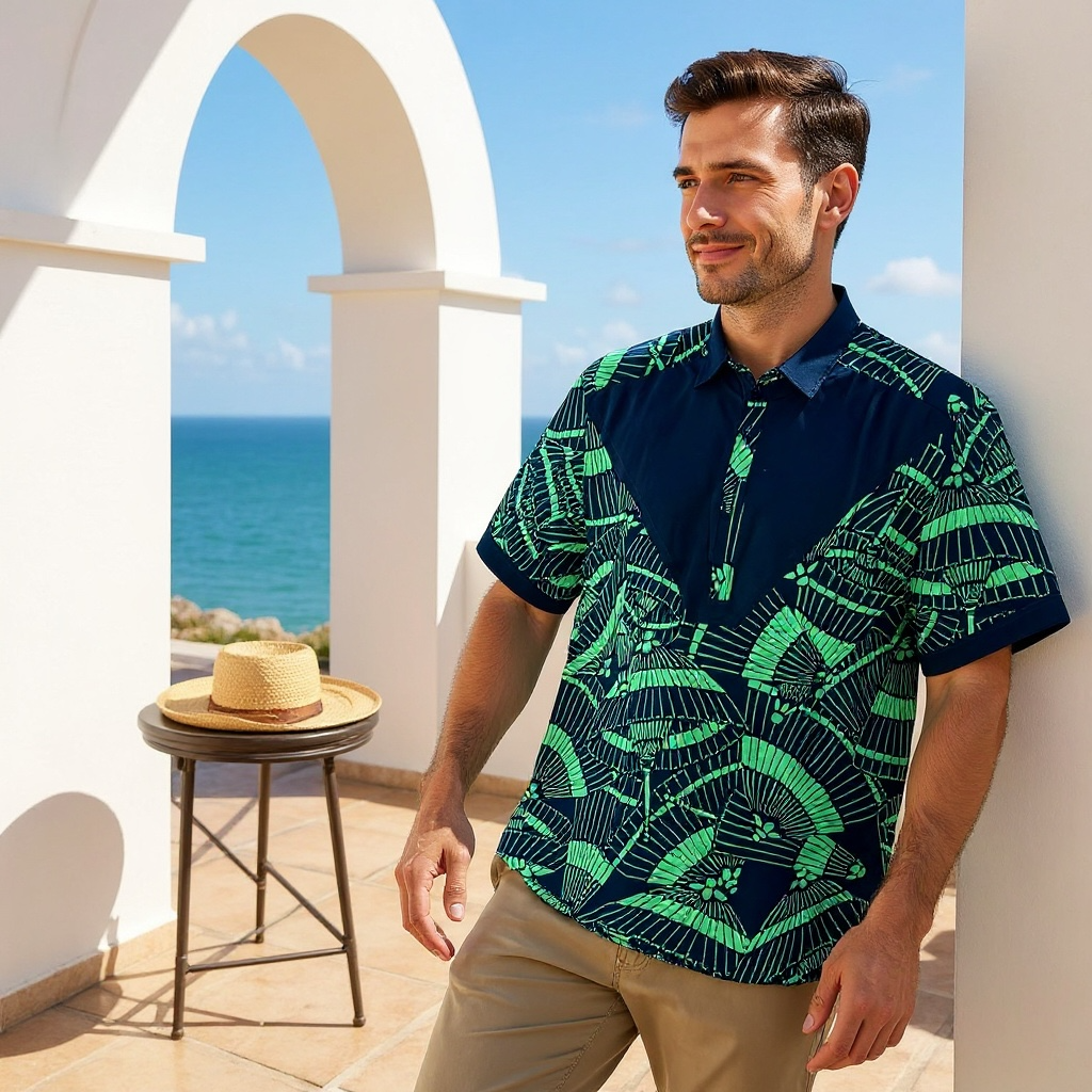 Men's Green Print Shirt