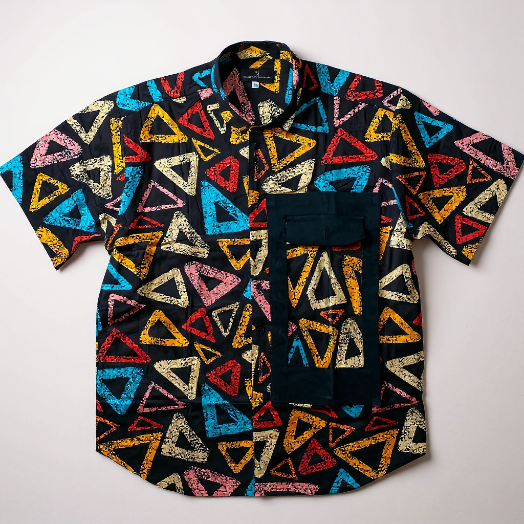 Triangle Print Short Sleeve Shirt Style 