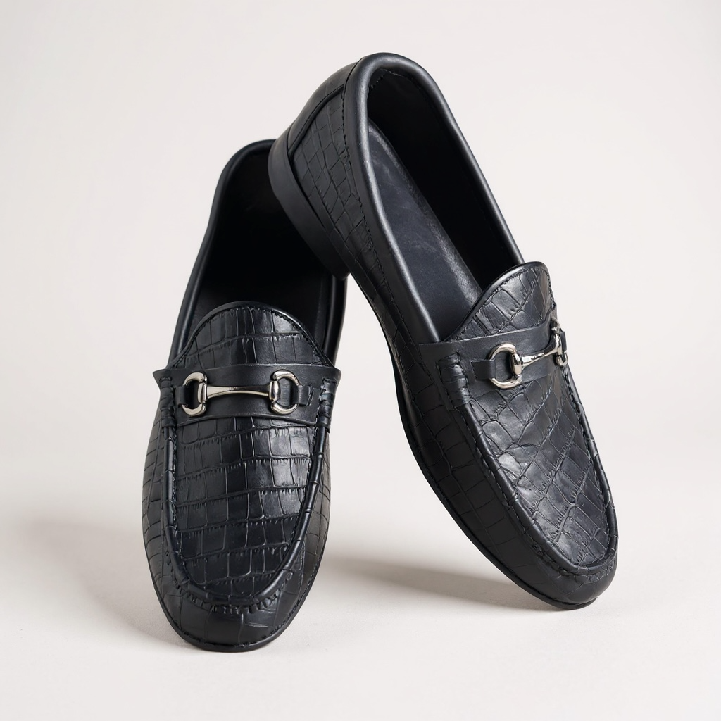 Black Croc Leather Shoe