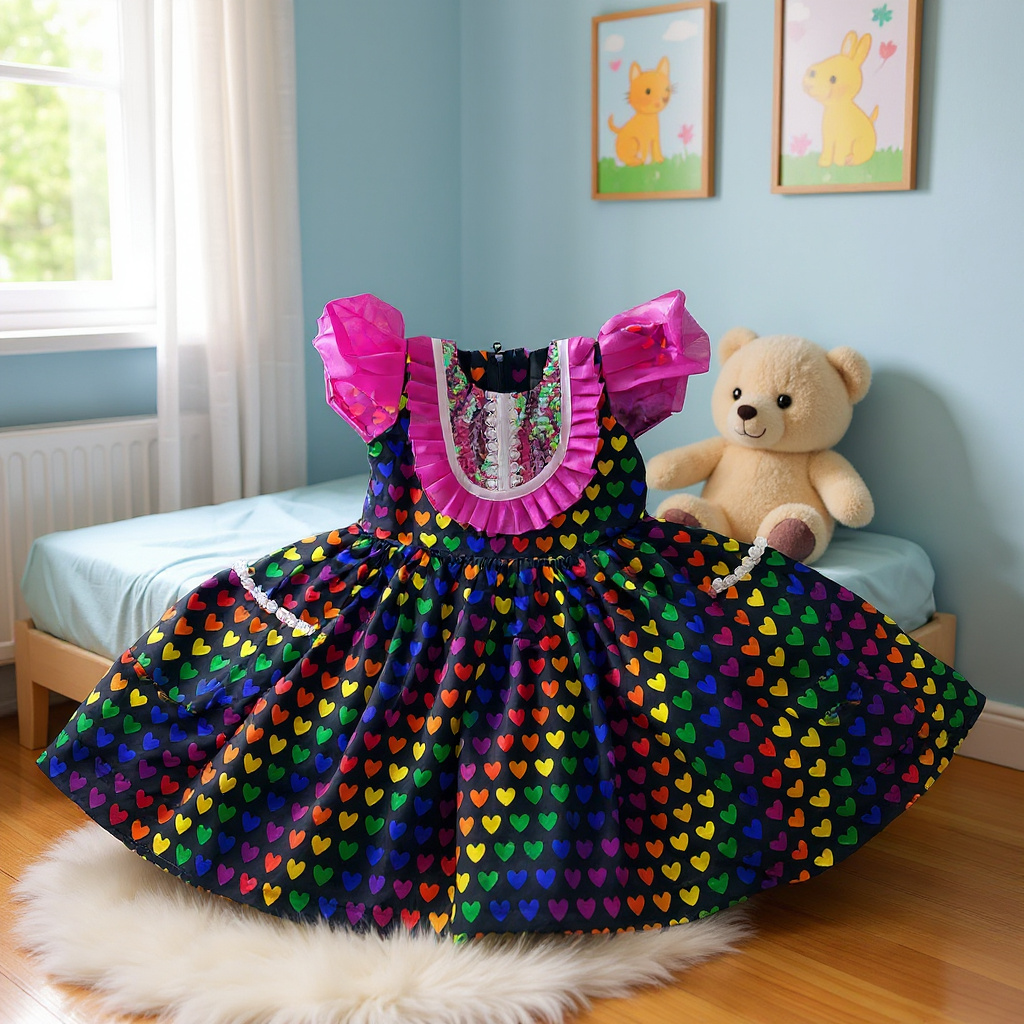 Colorful Heart Patterned Dress