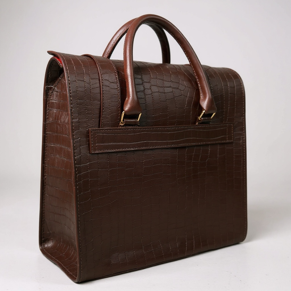 Odogwu Coffee Brown Leather Bag with Roo Painting