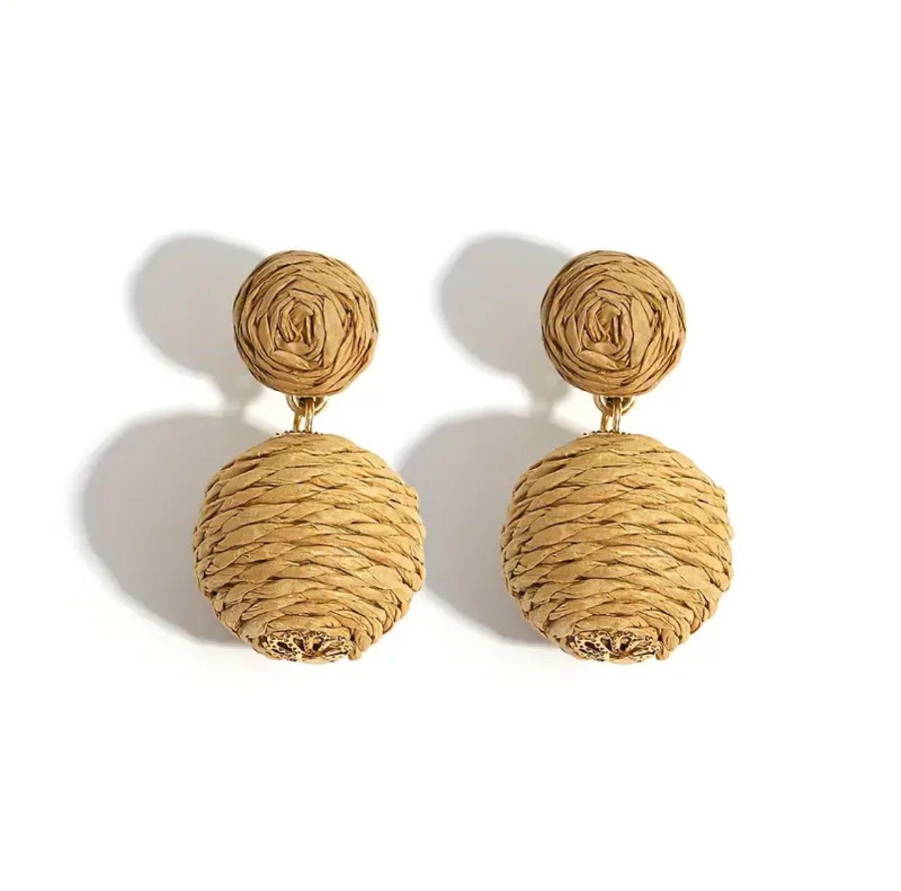 Colorful Woven Ball Earrings