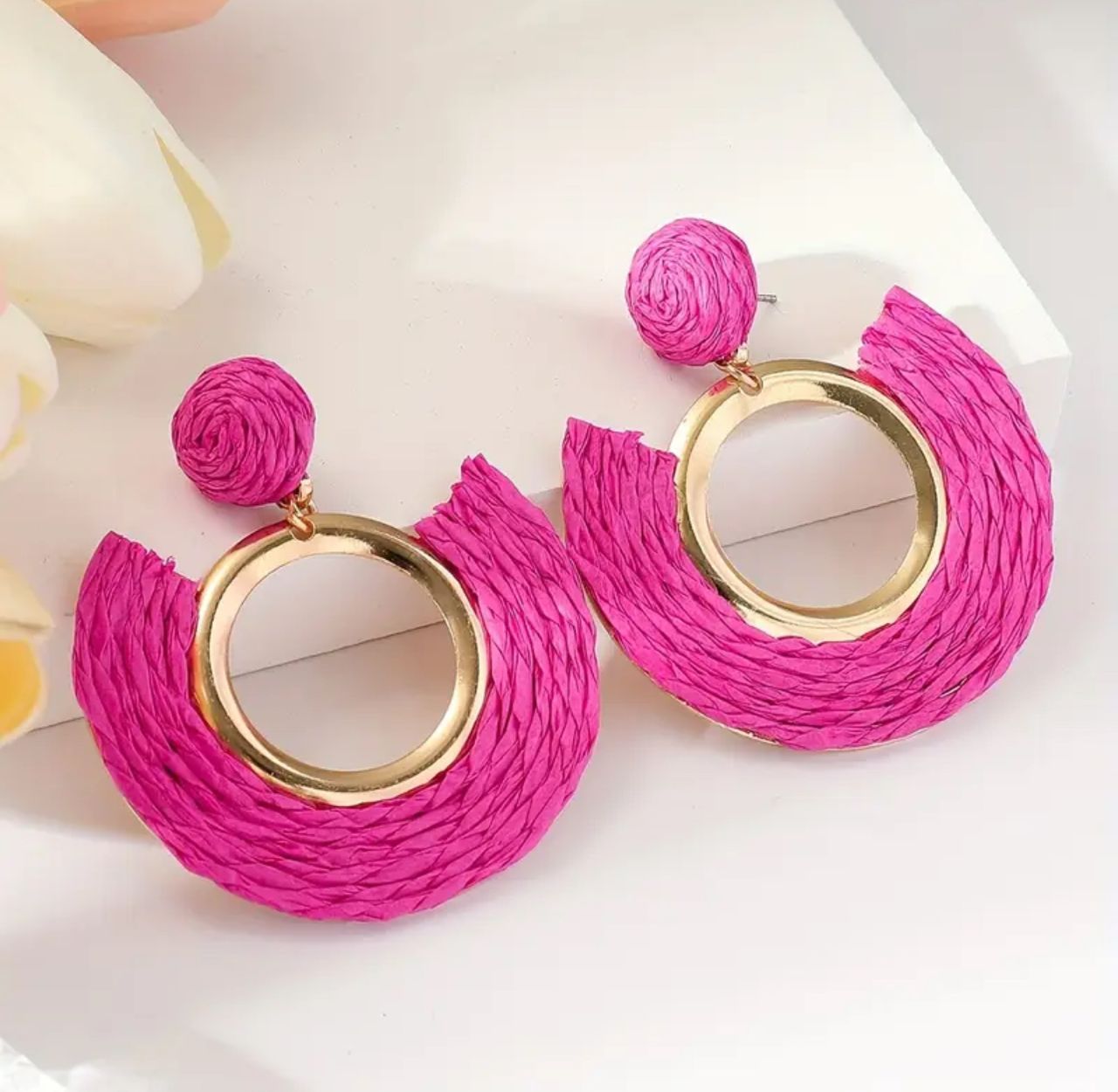 Round Rafia Earrings