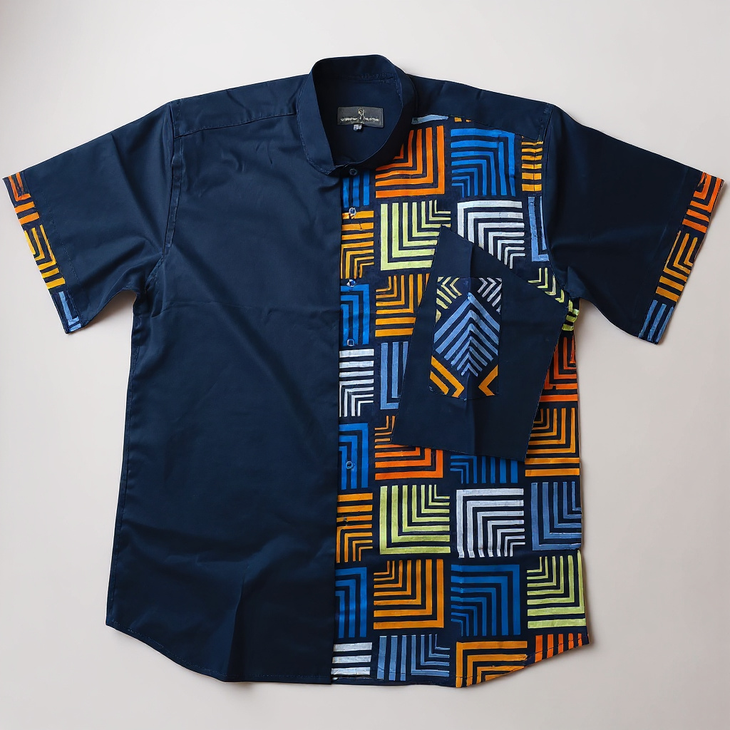 Navy Geometric Print Shirt