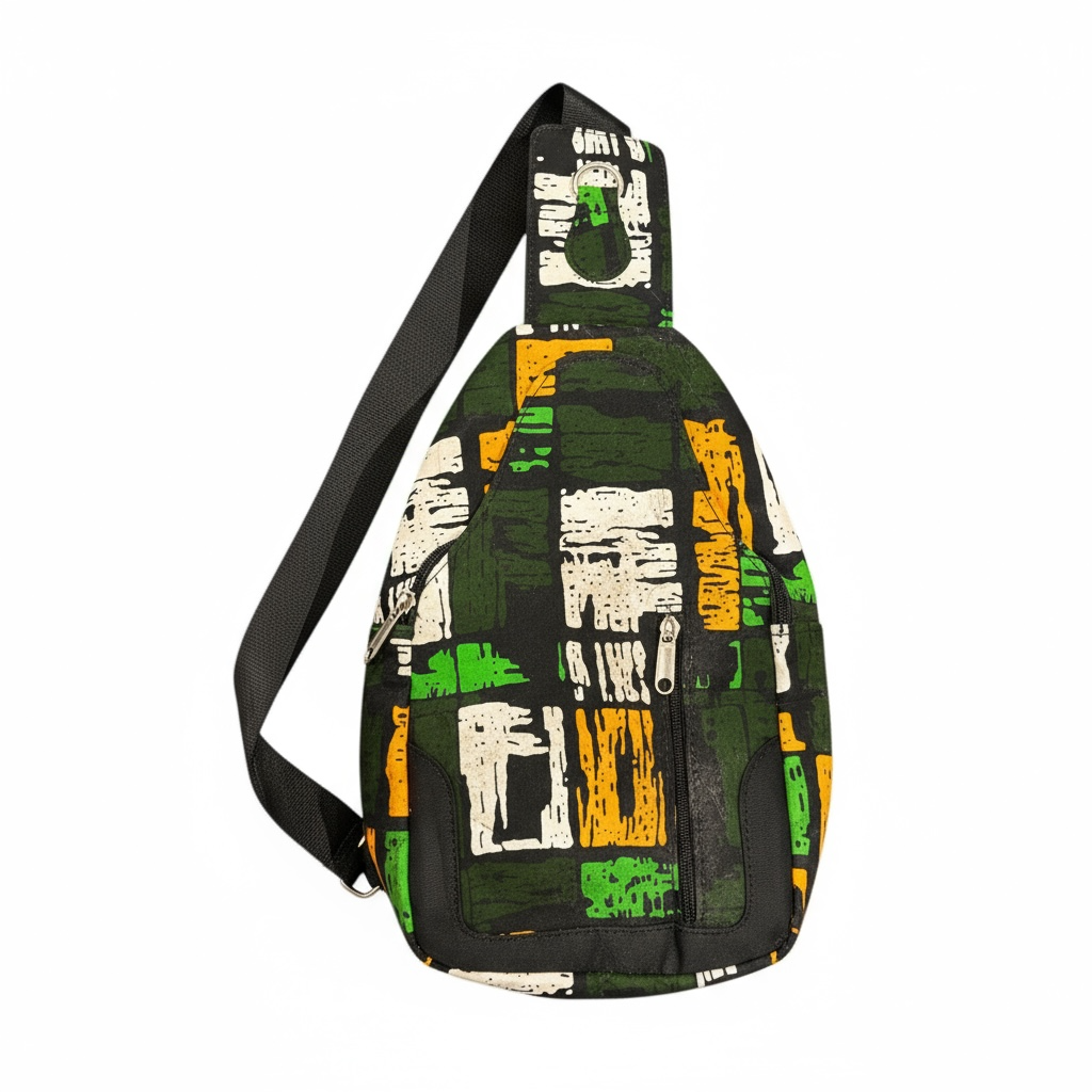 Green Abstract Pattern Cross Bag