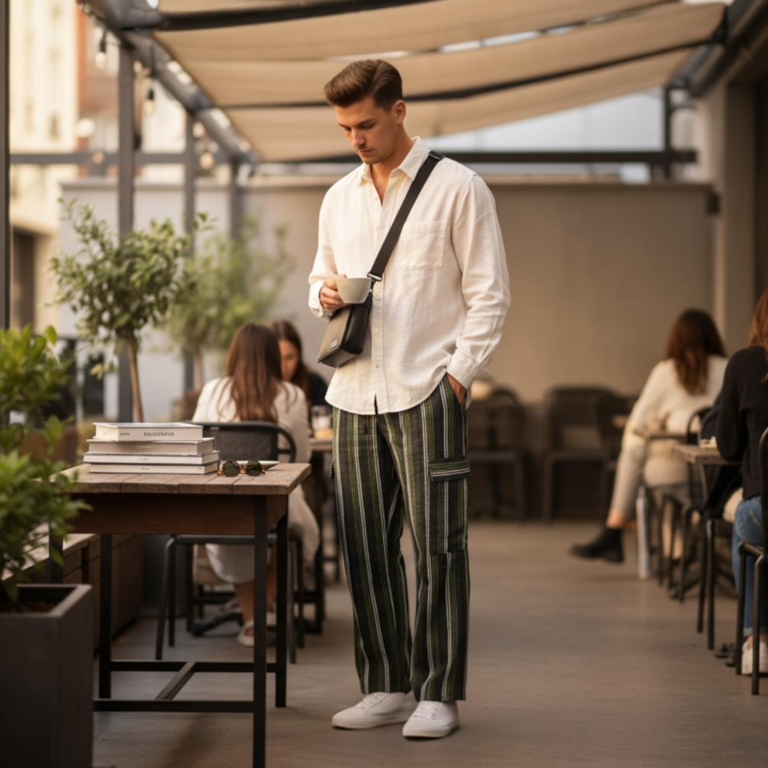 Asoke Vintage Striped Cargo Pant - Green