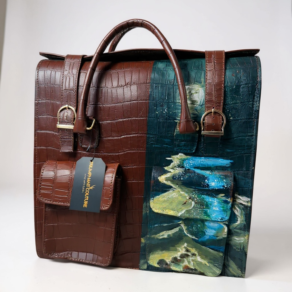 Odogwu Leather Bag with Stream Painting