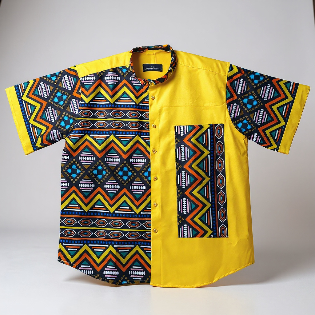 Yellow Shirt with Geometric Pattern 