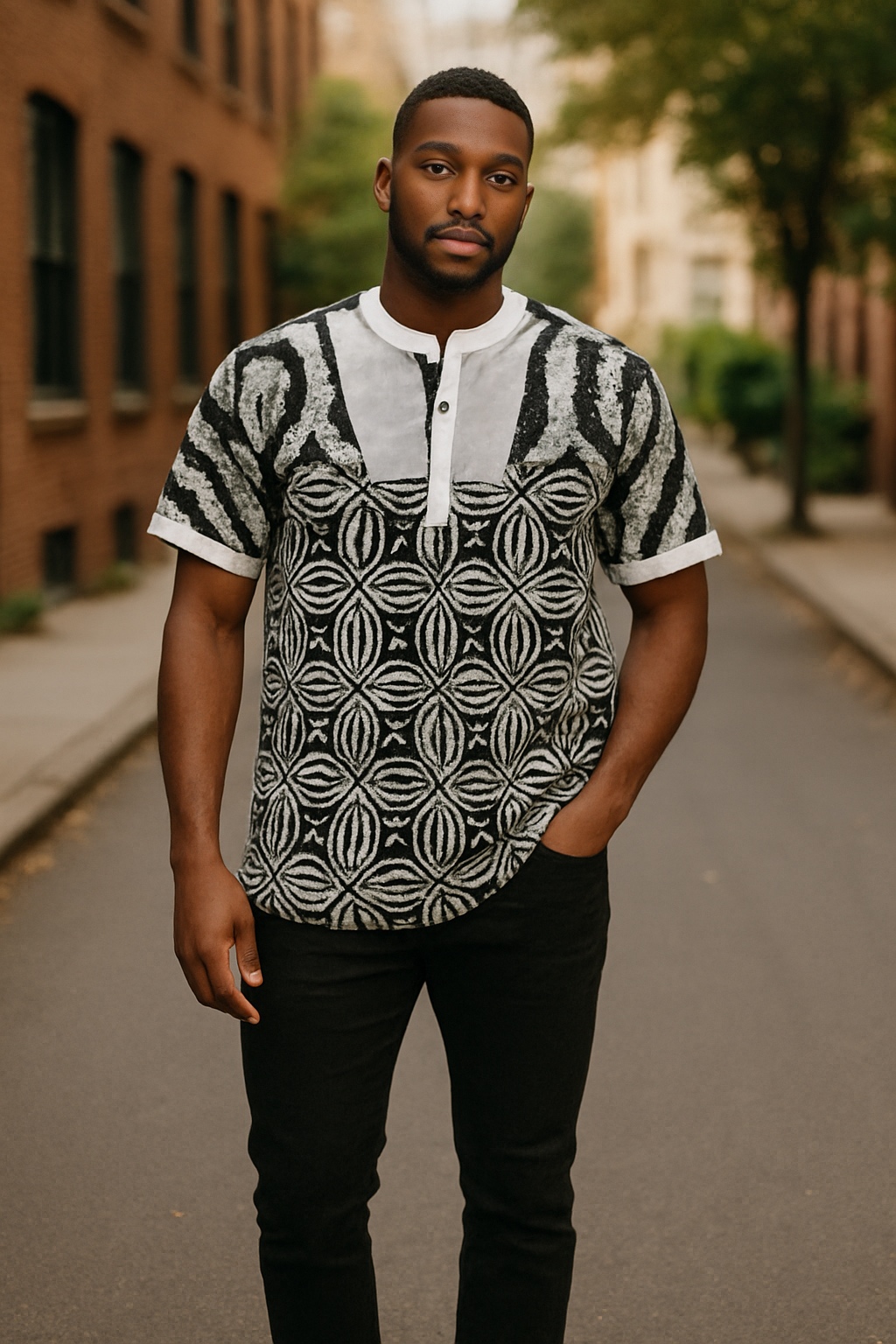 Black-and-White Patterned Shirt