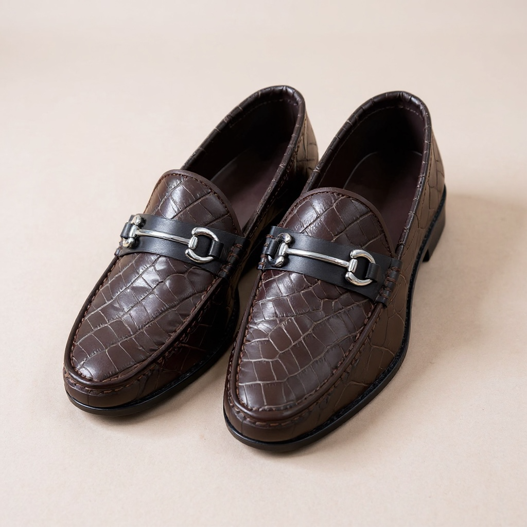 Men's Croc Pattern Loafers Shoe