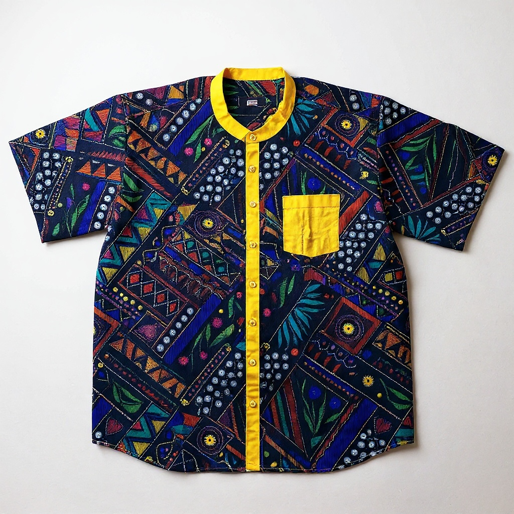 Yellow Shirt with Geometric Pattern 