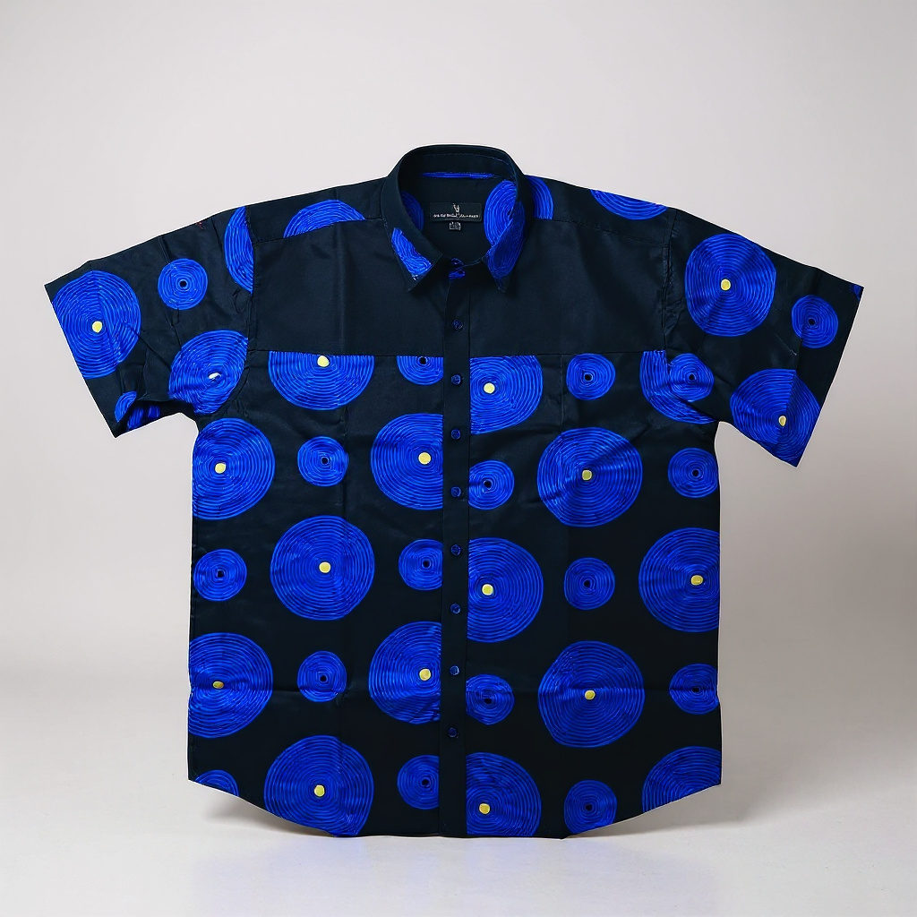 Striking Blue Circular Patterned Shirt