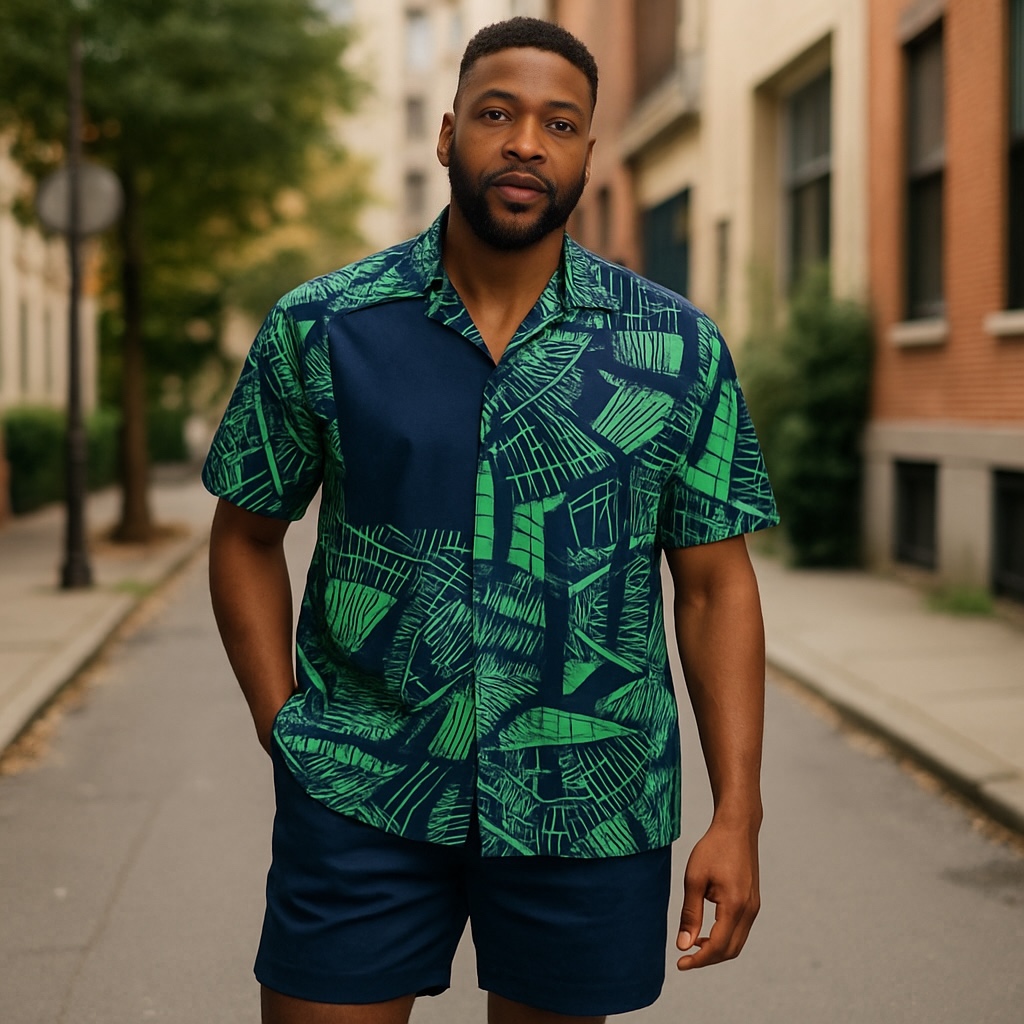 Men's Green Print Shirt