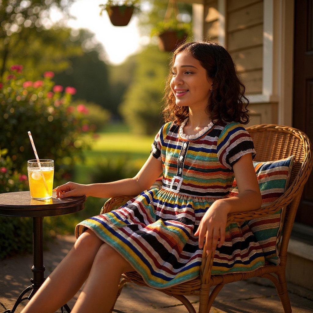 Colorful Striped Asoke Girls' Dress