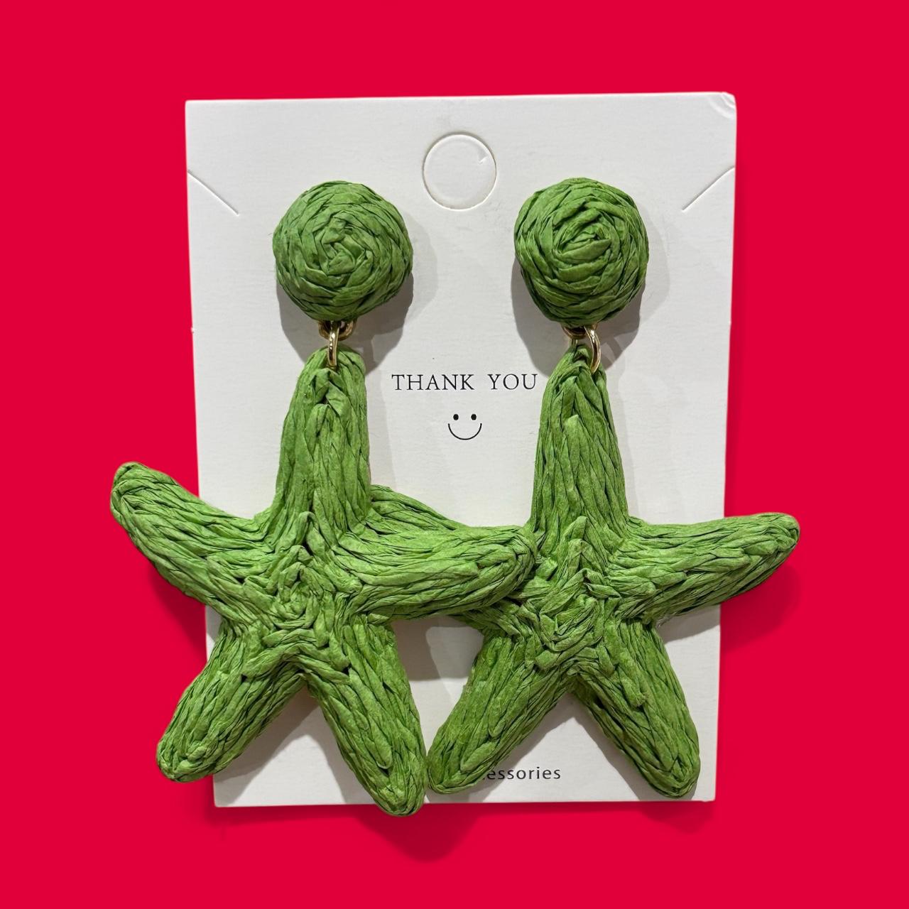 Green Starfish Earrings