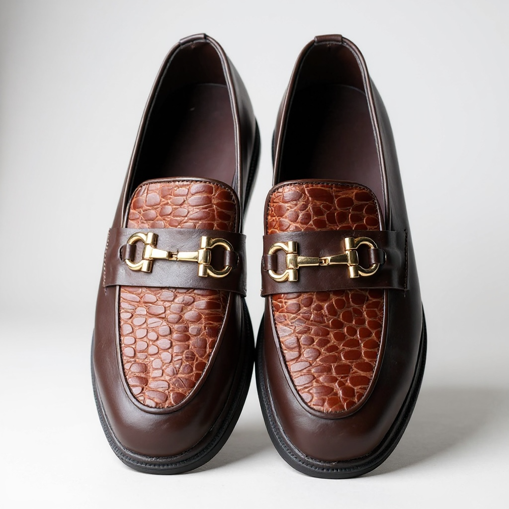 Men's Brown Leather Loafers Shoe