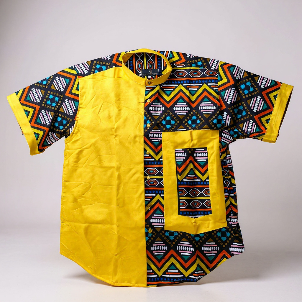 Yellow Shirt with Geometric Pattern 