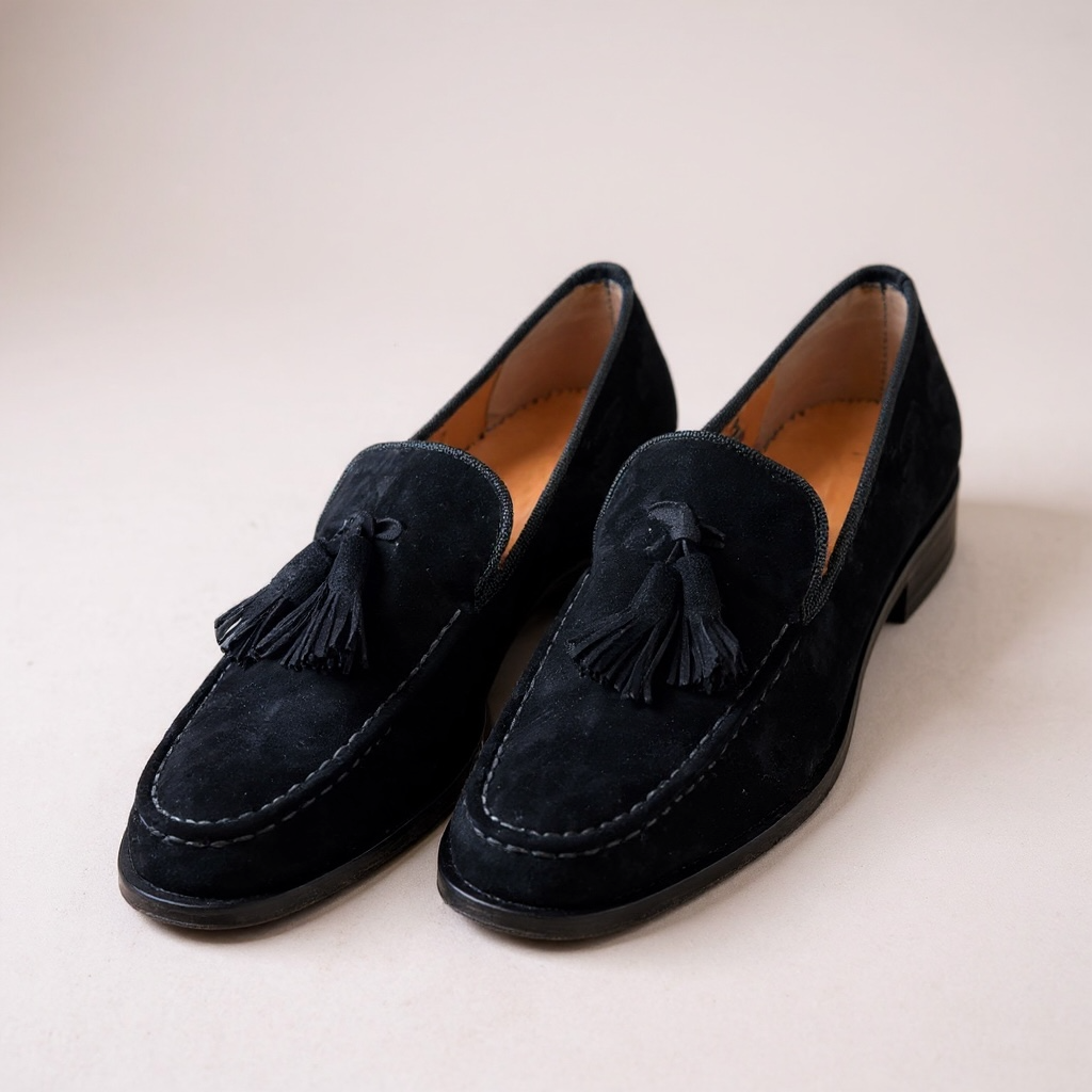 Black Suede Tassel Loafers Shoe