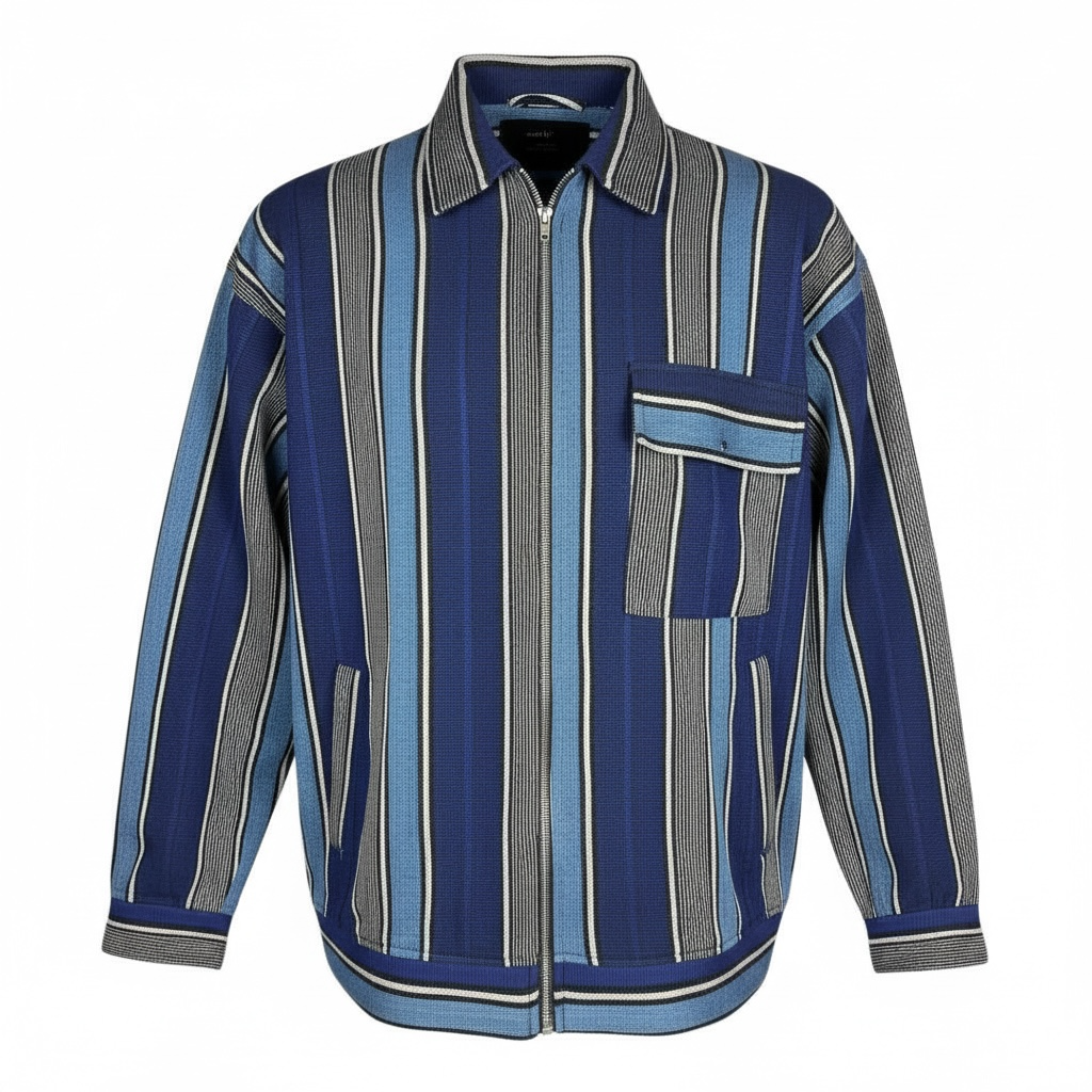 Asoke Blue Bold Stripes Jacket