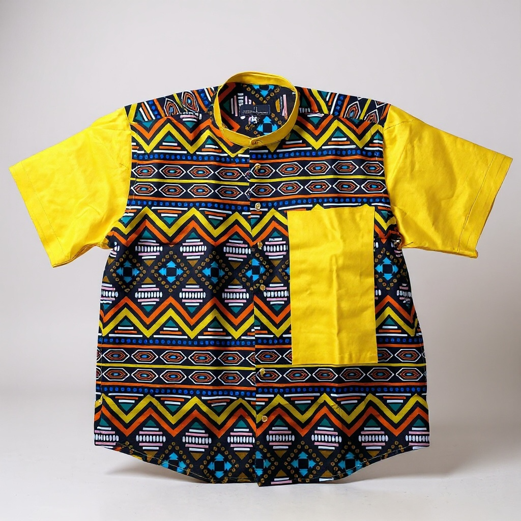 Yellow Shirt with Geometric Pattern 