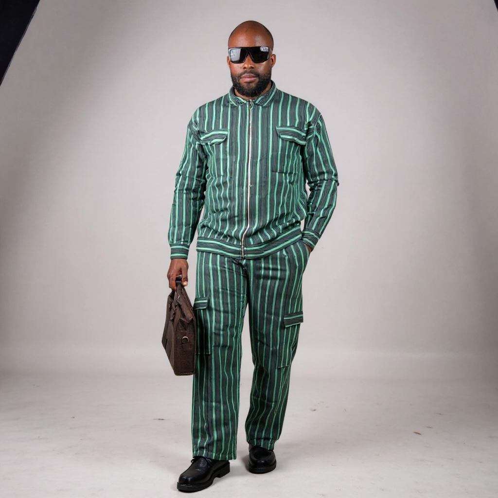 Asoke Vintage Striped Cargo Pant - Green