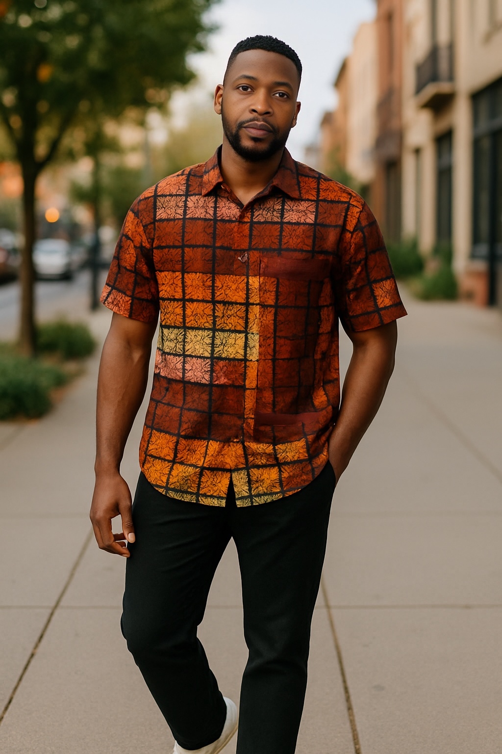 Geometric Print Short Sleeve Shirt