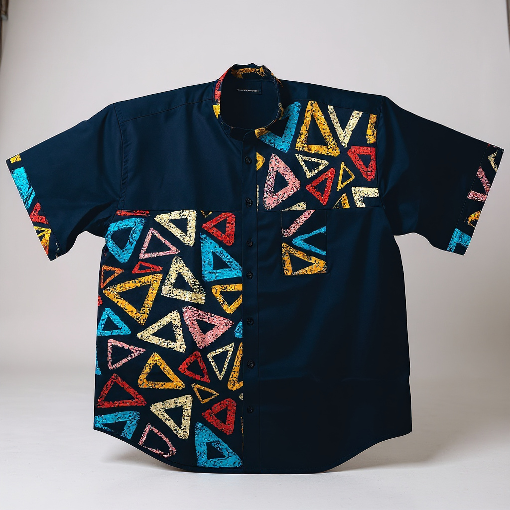 Triangle Print Short Sleeve Shirt Style 
