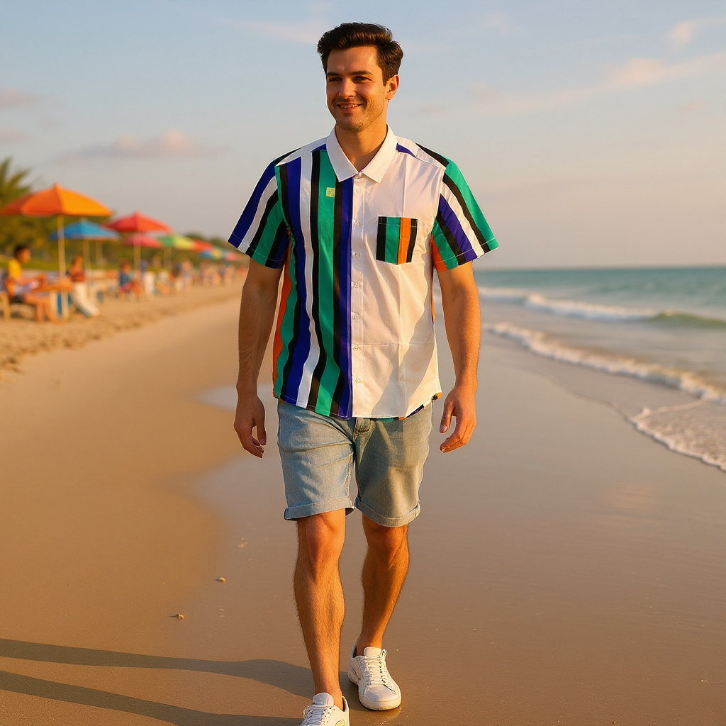 Men's Striped Short Sleeve Shirt