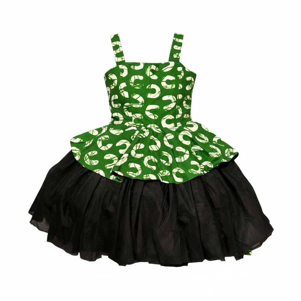Green and Black Party Dress