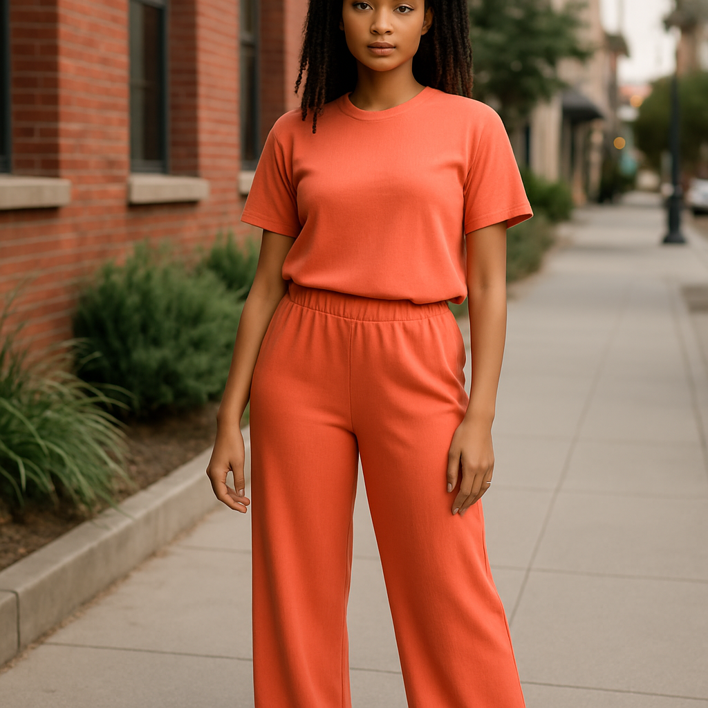 Bright Orange Casual wear 2-Piece Set