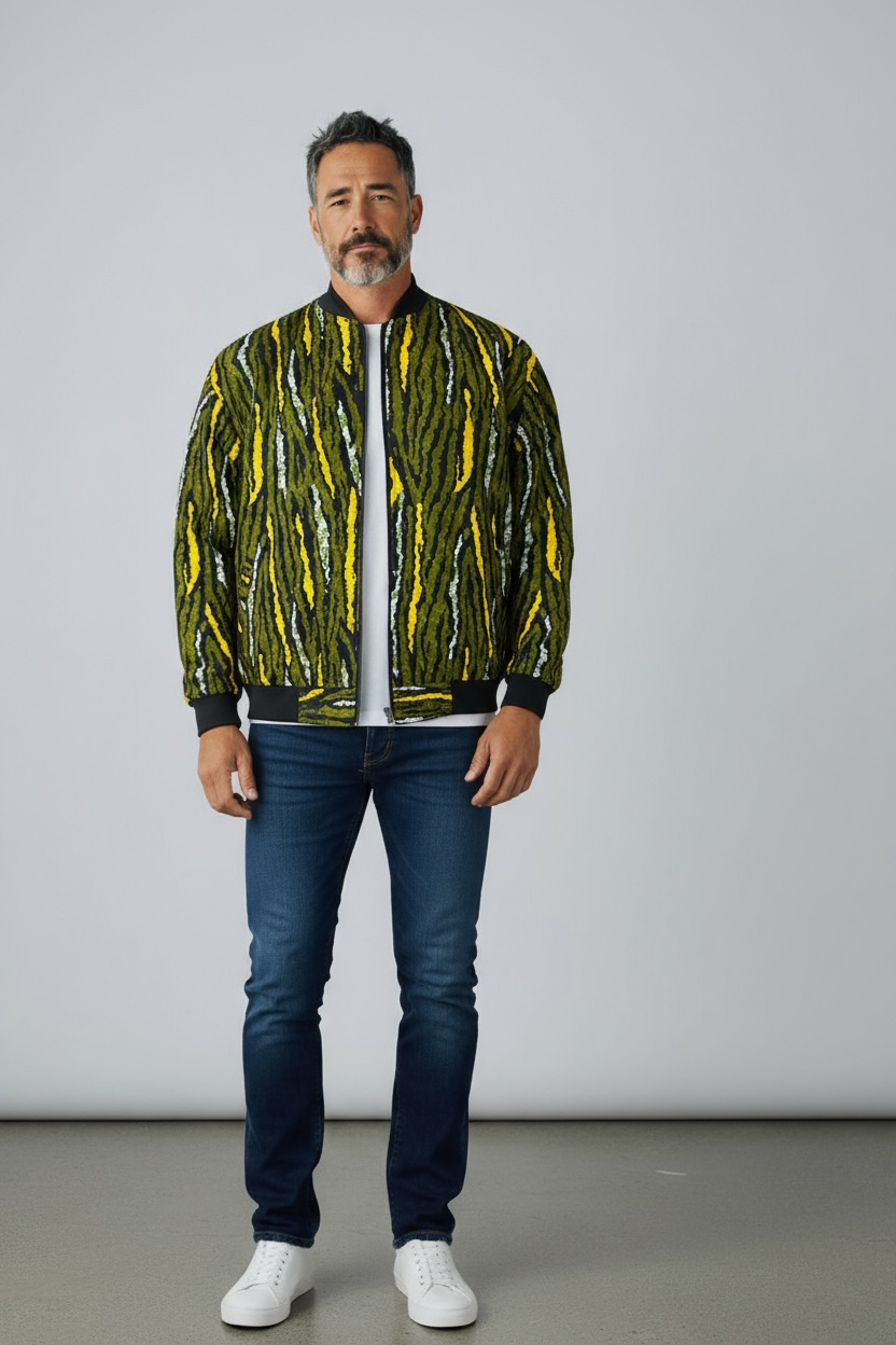 Reversible Multicolored Striped Bomber Jacket