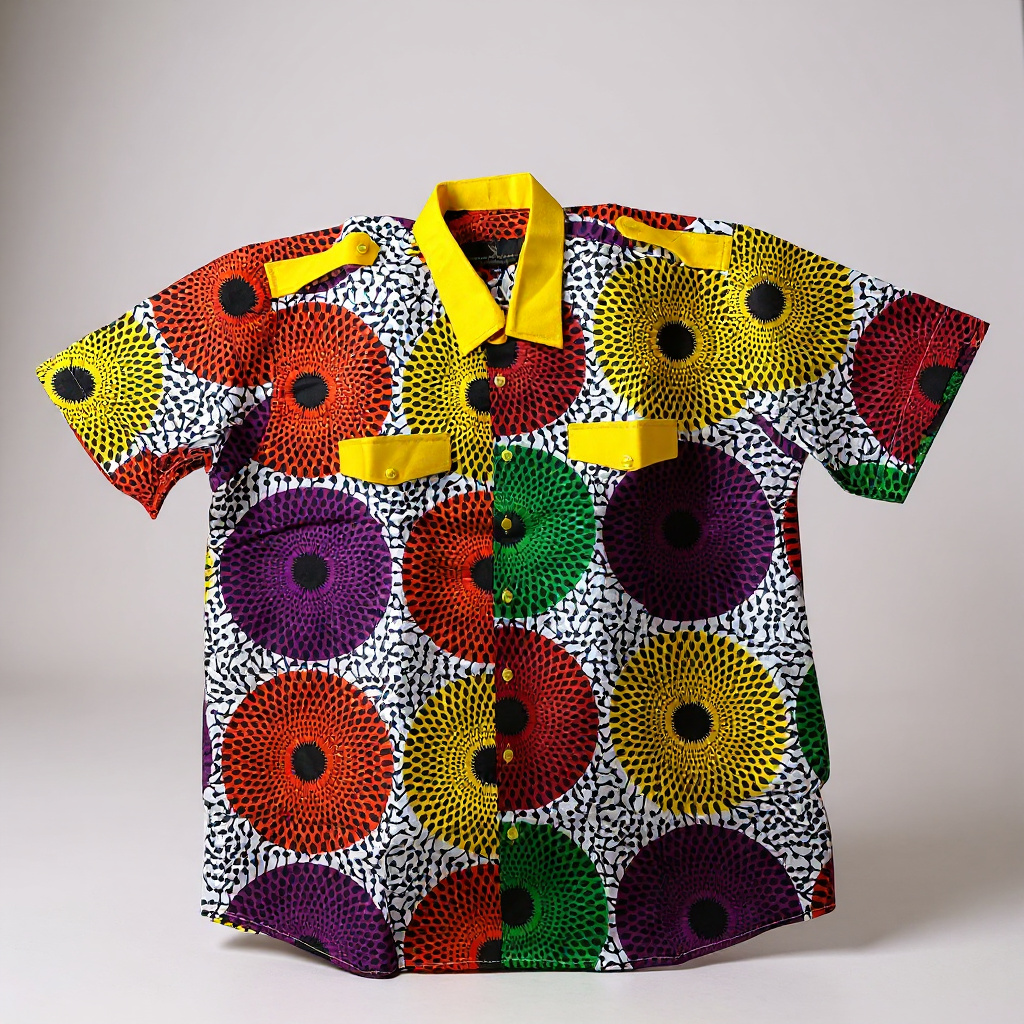 Vibrant short-sleeve button-up with bold patterns