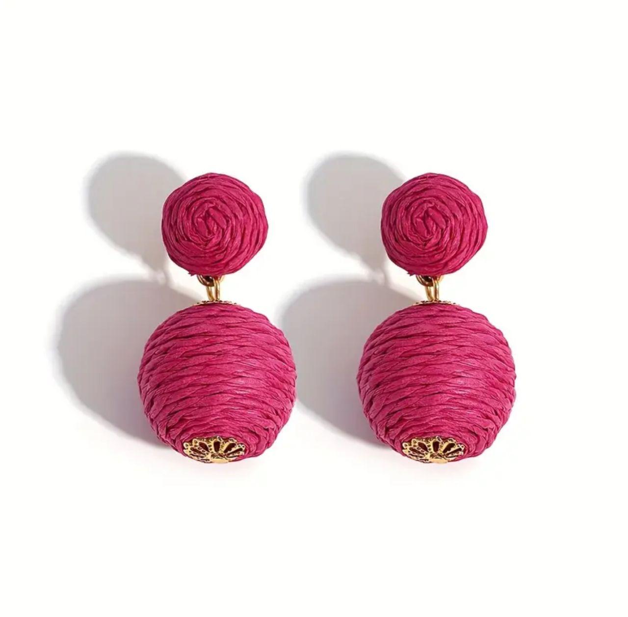 Colorful Woven Ball Earrings