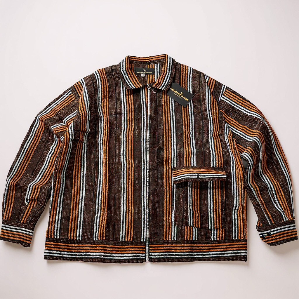 Asoke Brown & White Stripes Jacket