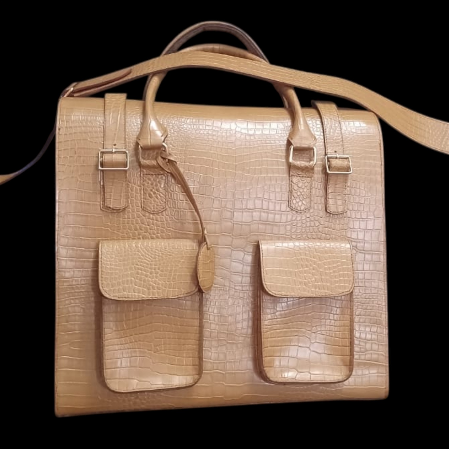 Brown Crocodile Pattern Leather Bag