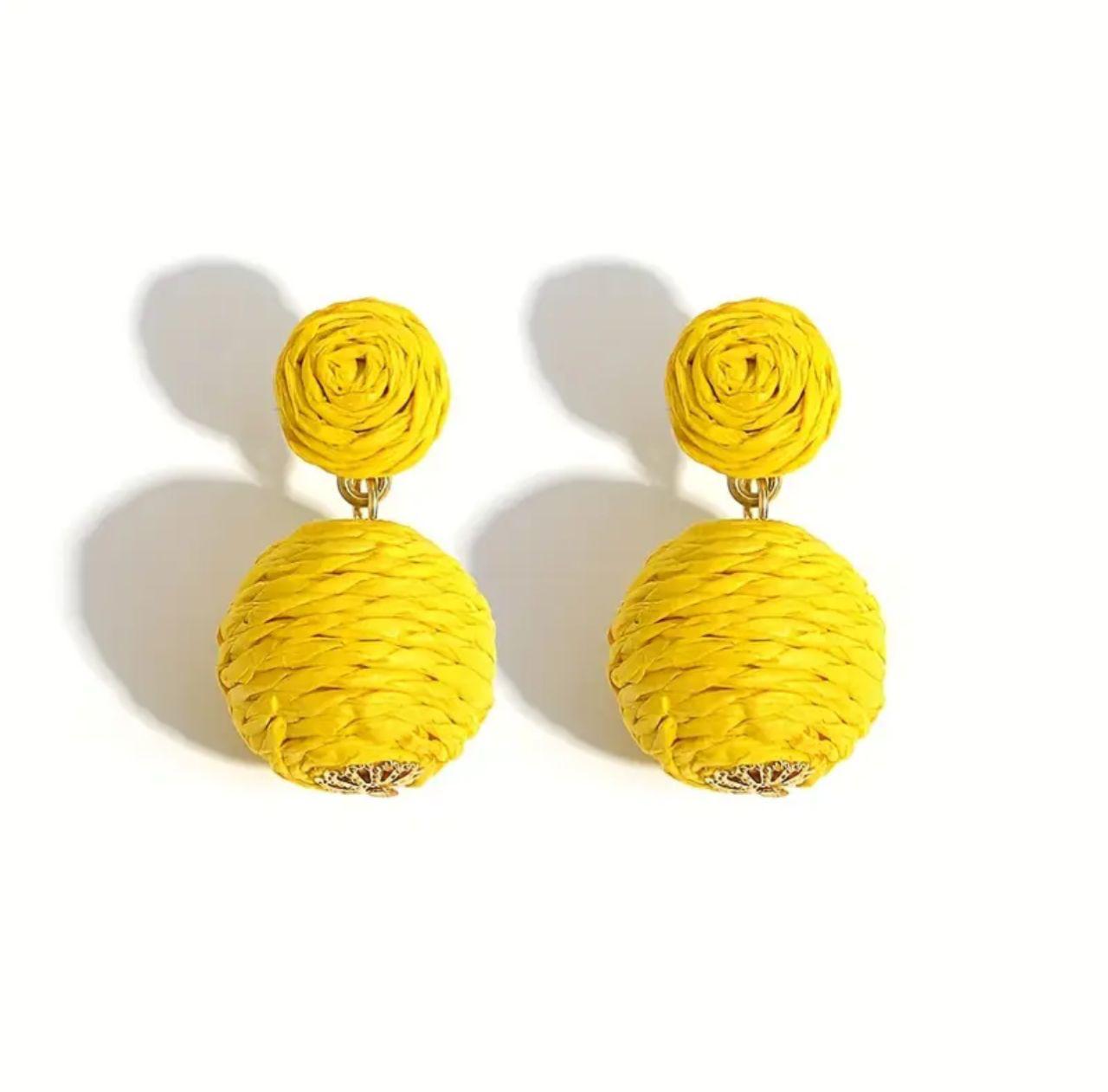 Colorful Woven Ball Earrings