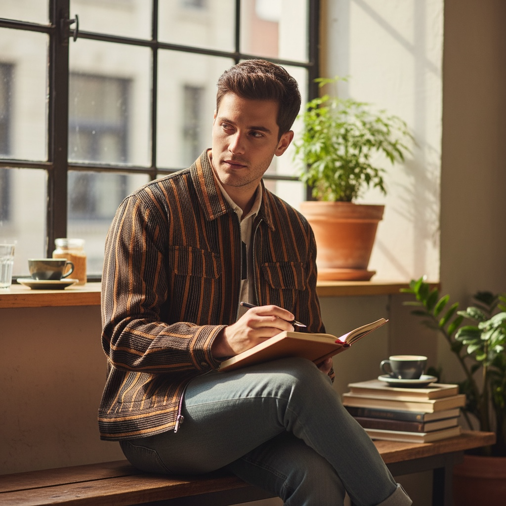 Asoke Brown Stripes Jacket