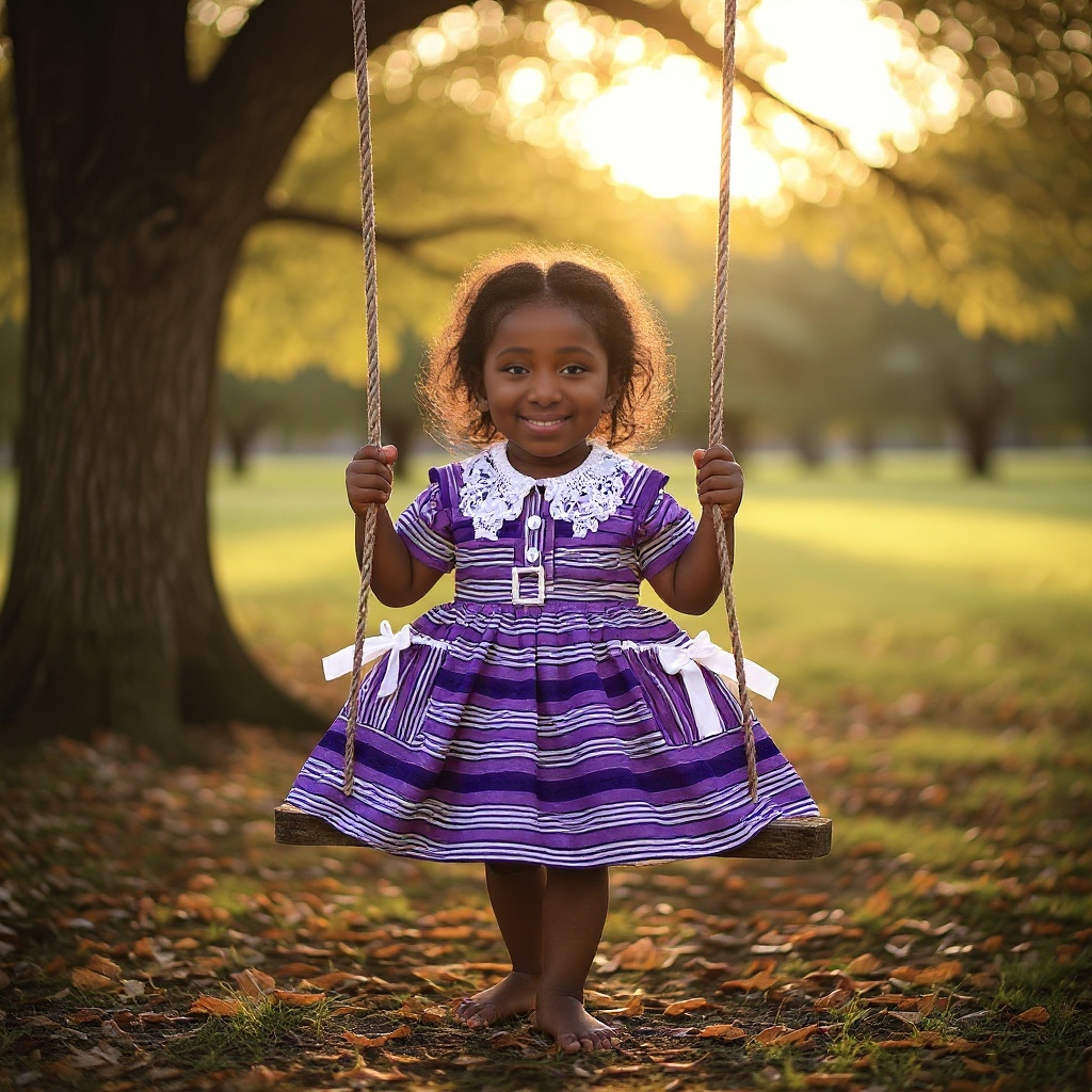 Purple Asoke Striped Girl's Dress