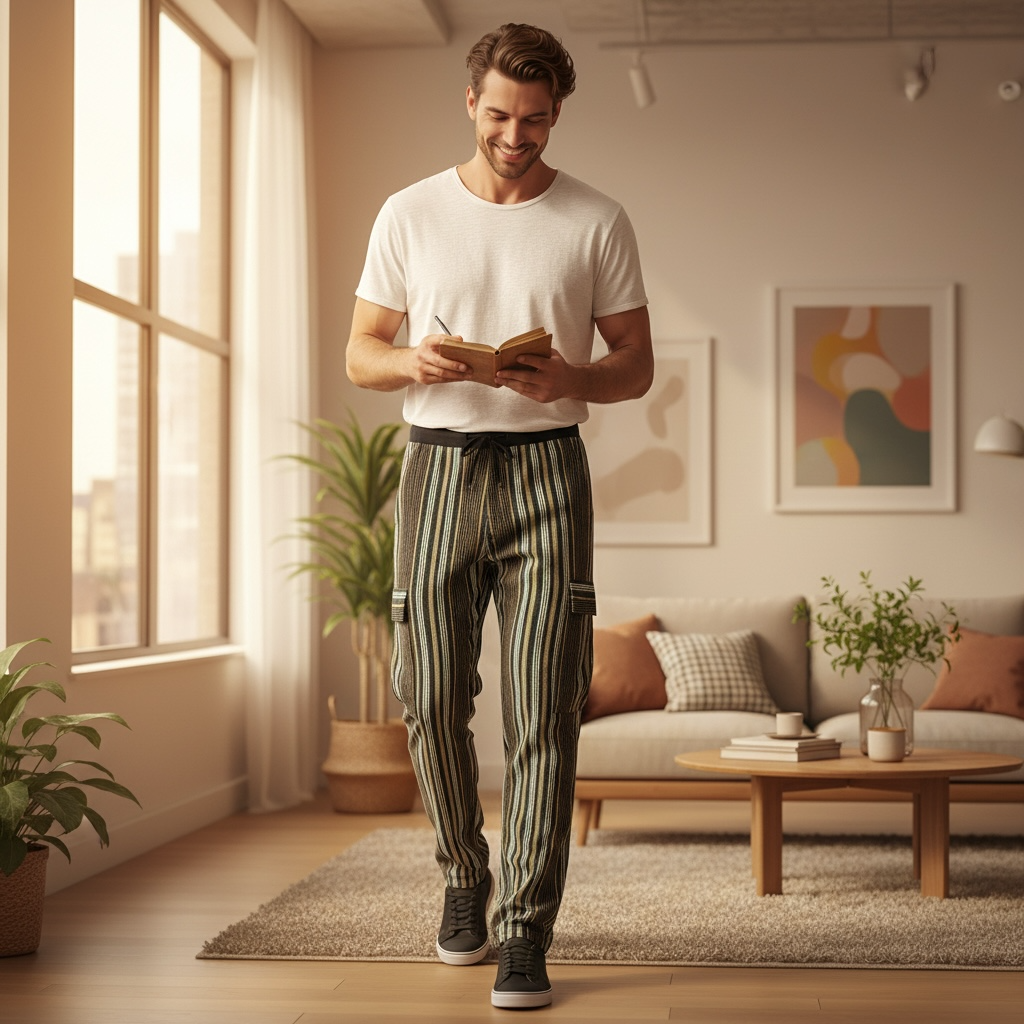 Asoke Vintage Striped Cargo Pant - Green