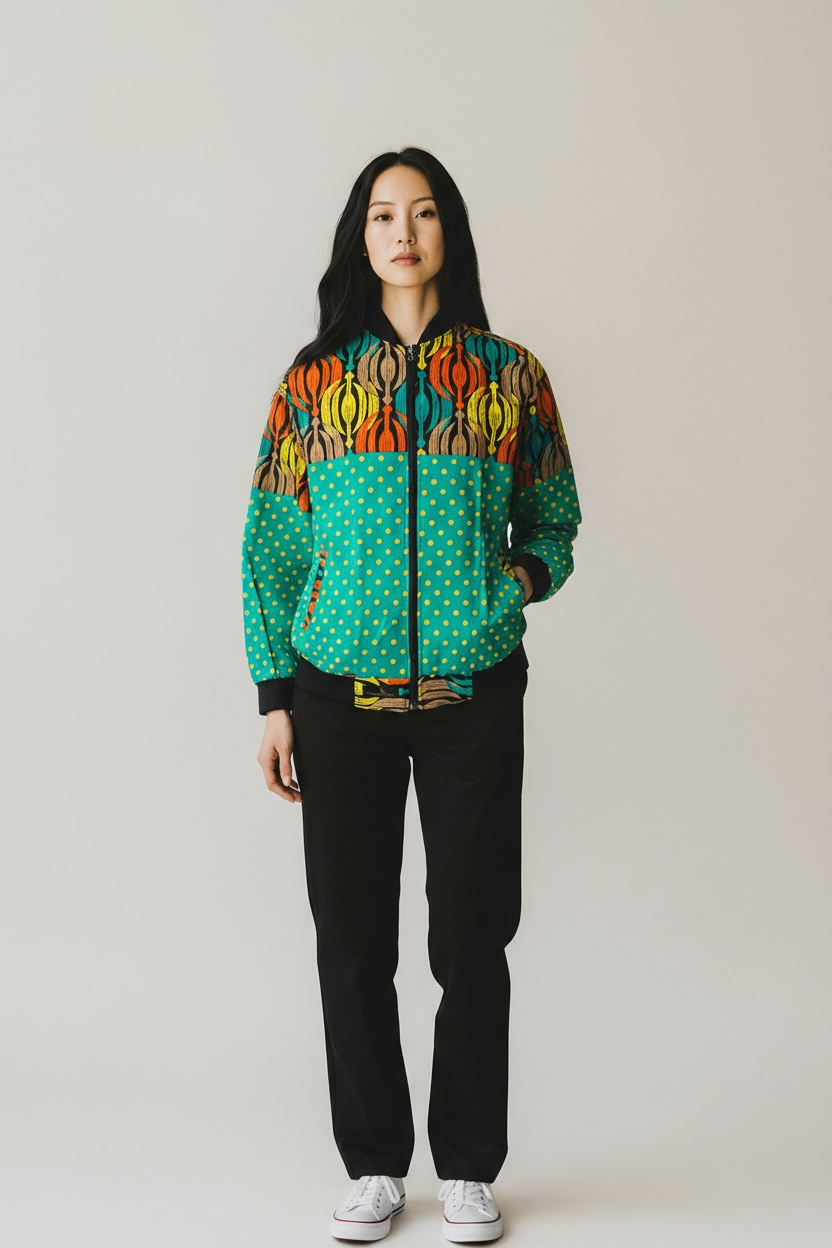 Reversible Multicolored Bomber Jacket
