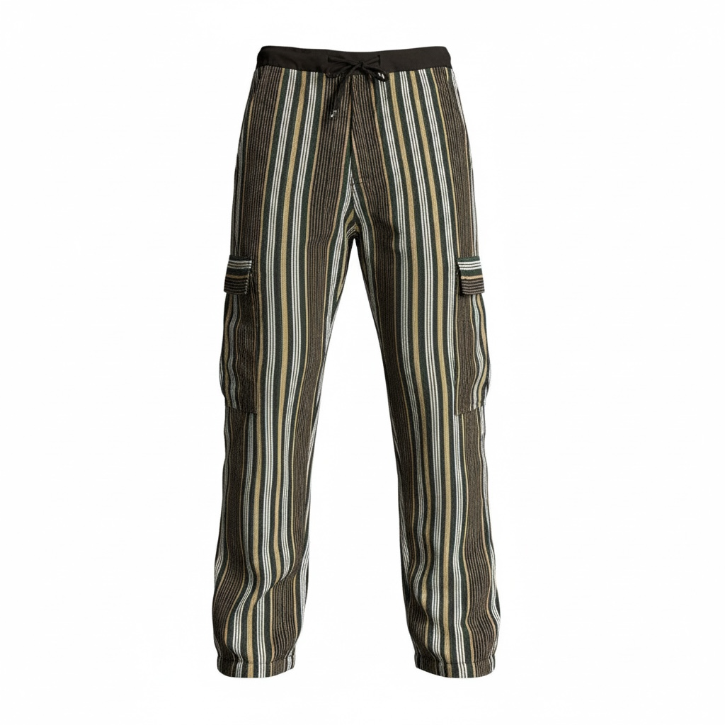 Asoke Vintage Striped Cargo Pant - Green